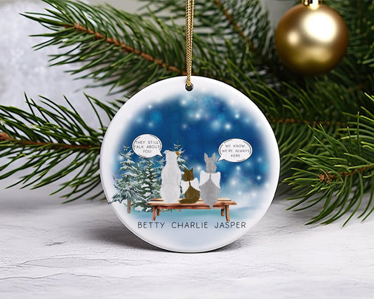 Personalised Pet Memorial Christmas Tree Ornament, I Still Talk About You Pet Loss Bauble