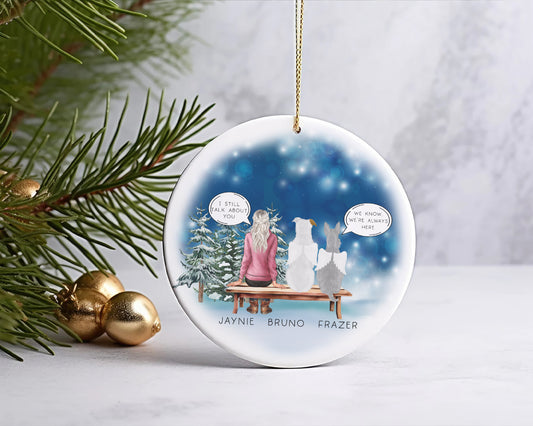 Christmas Ceramic Personalised Pet Memorial Christmas Tree Ornament, I miss you I Miss You More Pet Loss Bauble
