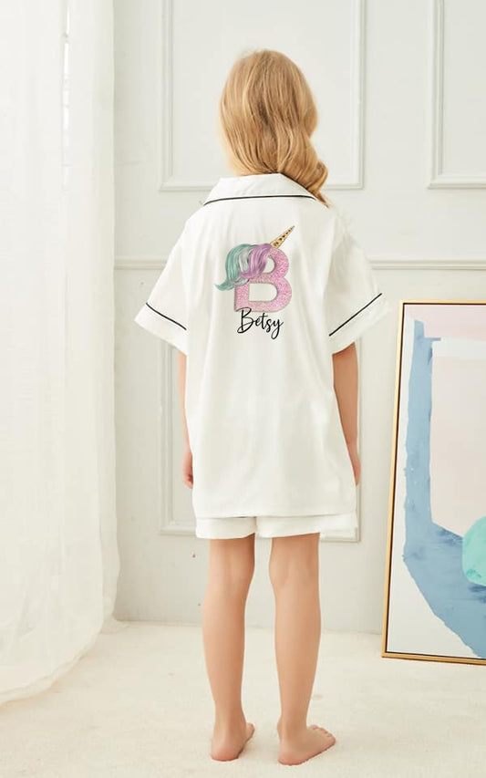 Luxury Personalised Girl Unicorn Birthday Sleepover Pyjamas (Kids)