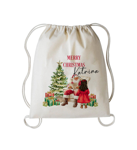 Personalised Traditional Santa Sack, Vintage Christmas Eve Treats Bag