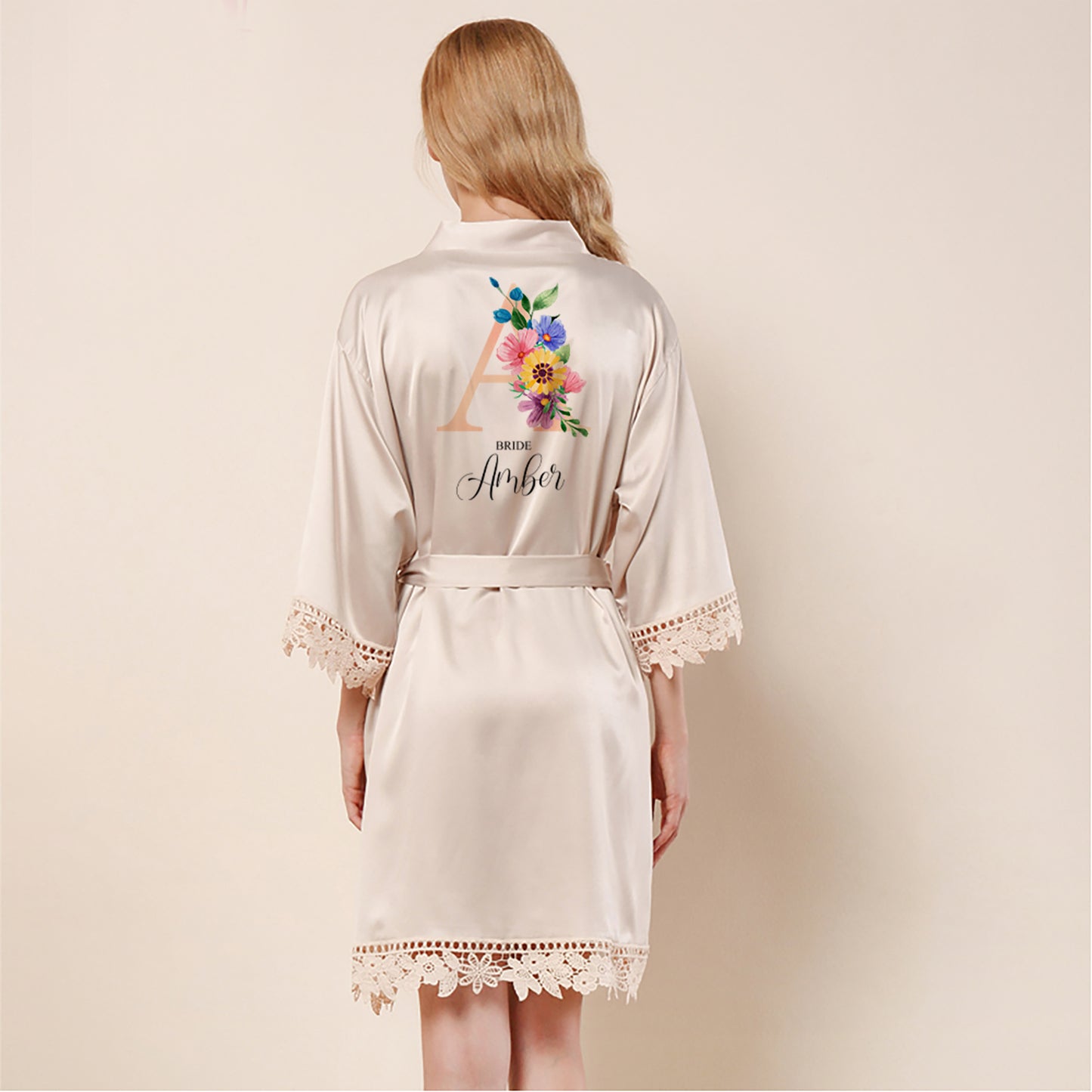 Personalised Floral Style Bridesmaid and Flowergirl Robes, Sunflower Wedding Dressing Gowns