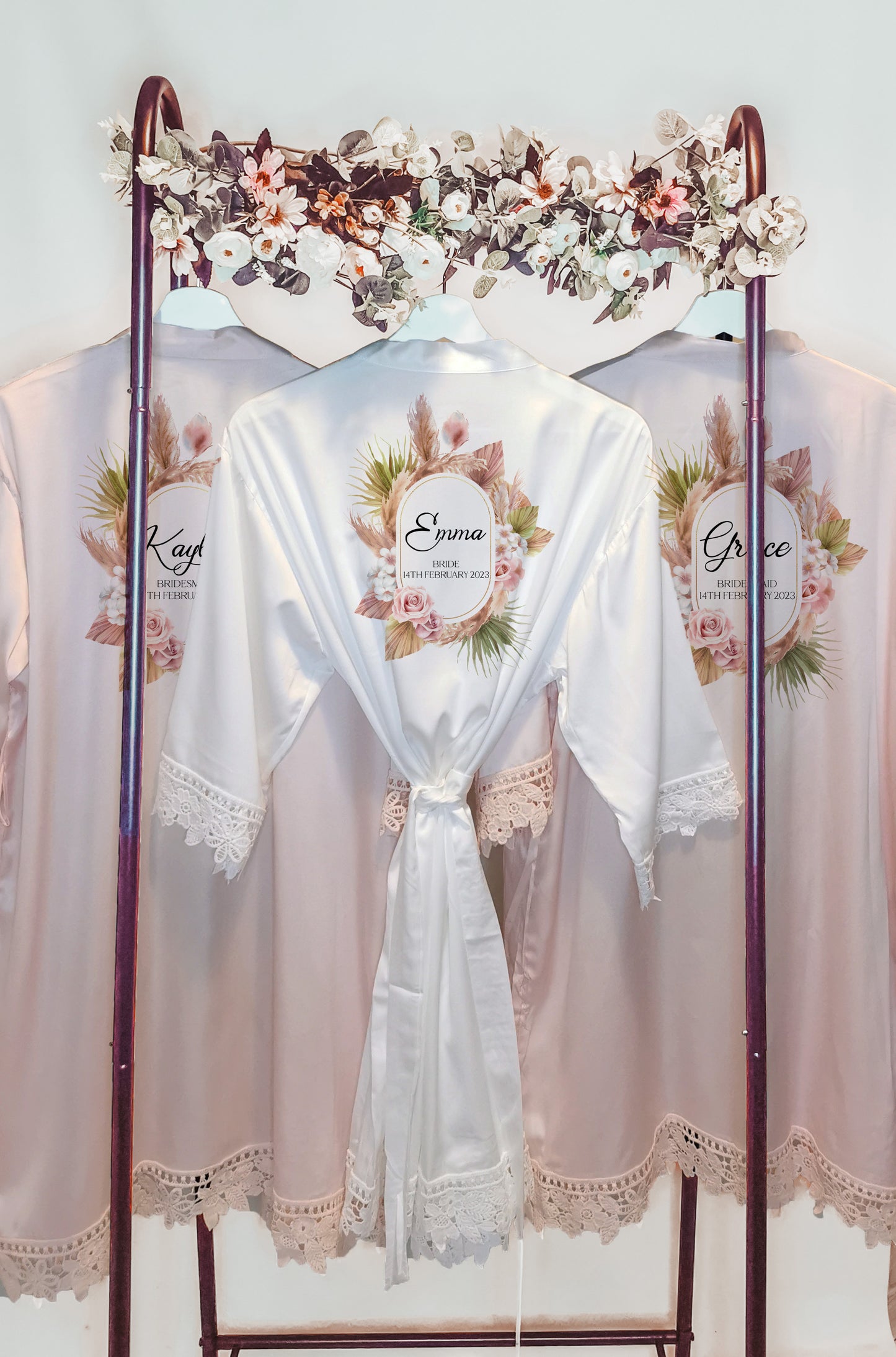 Personalised Boho Style Bridesmaid and Flowergirl Robes