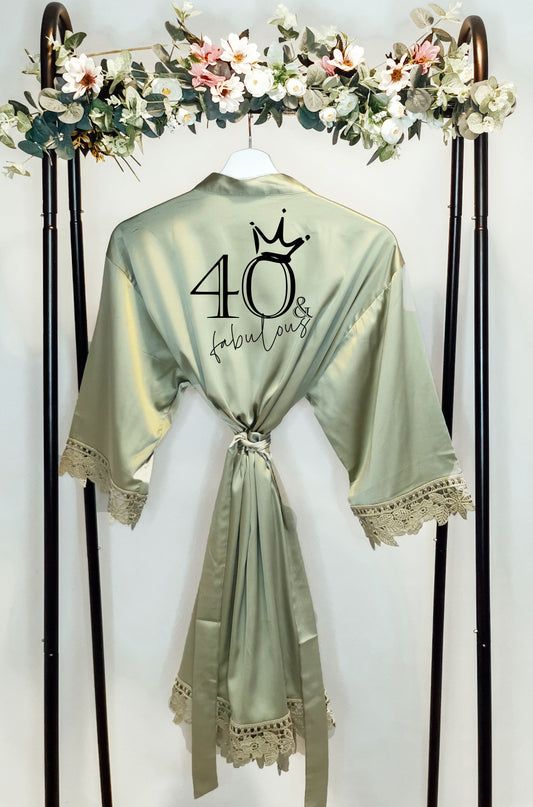 40 and Fabulous Extra Special Birthday Pyjamas, Birthday Dressing Gown Robe
