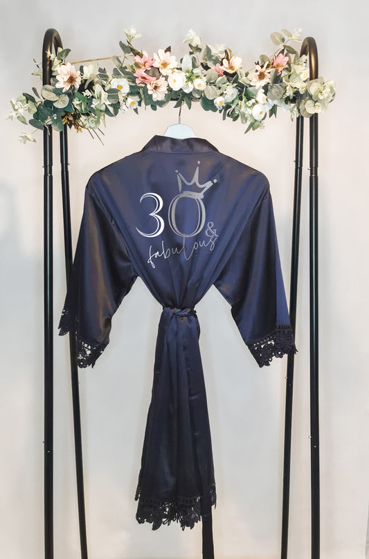 Personalised 50 and Fabulous Birthday Robe, Unique Ladies Milestone Birthday Present