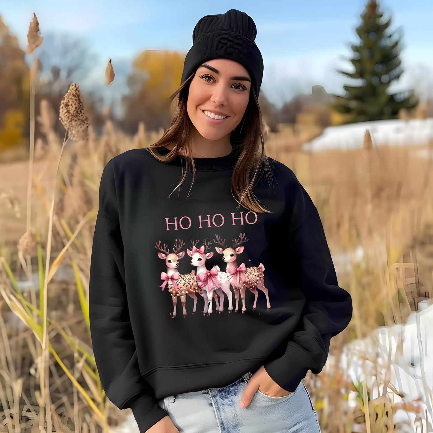 HO HO HO Reindeer Christmas Jumper, Funny Rude Adult Christmas Day Sweater