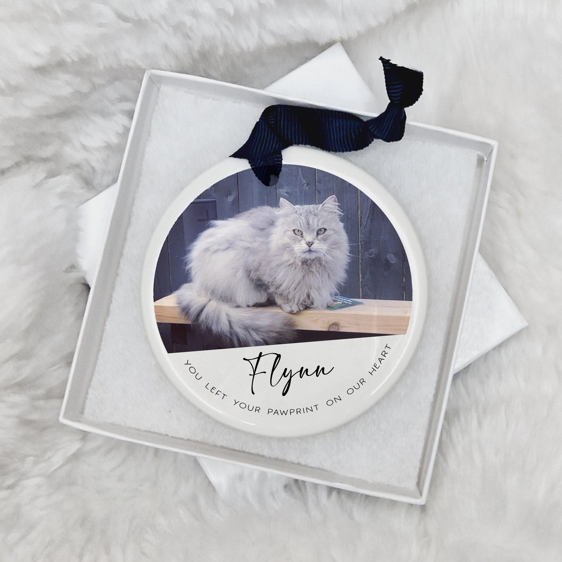 Personalised Cat Pet Loss Memorial Bauble Photo Keepsake