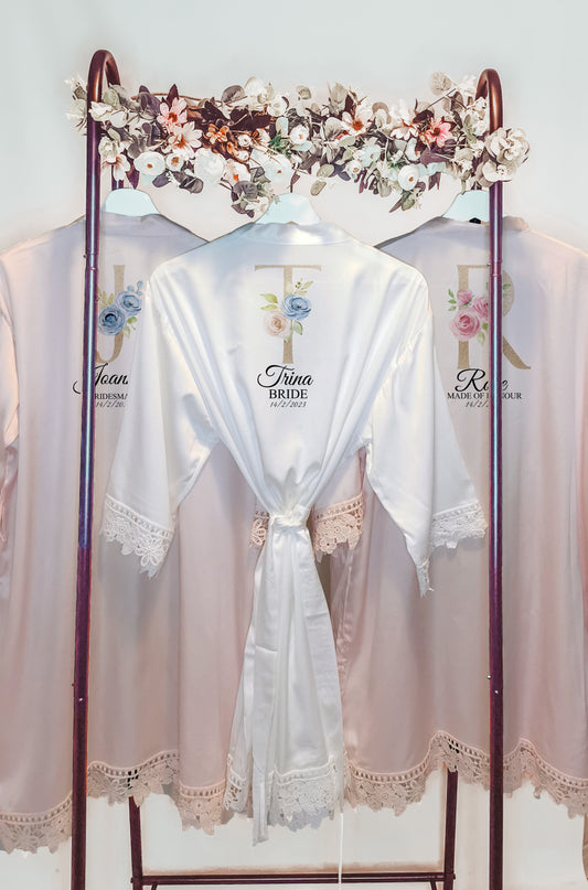 Personalised Floral Bridesmaid Bride robe