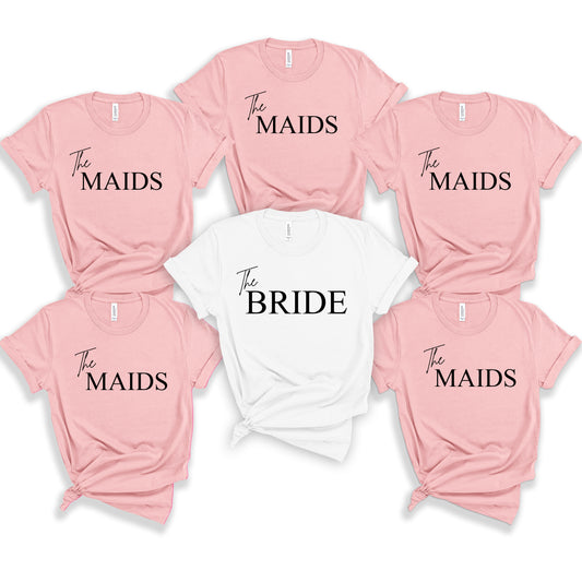 Personalised Neutral Aesthetic "THE MAIDS" Hen Party TShirts