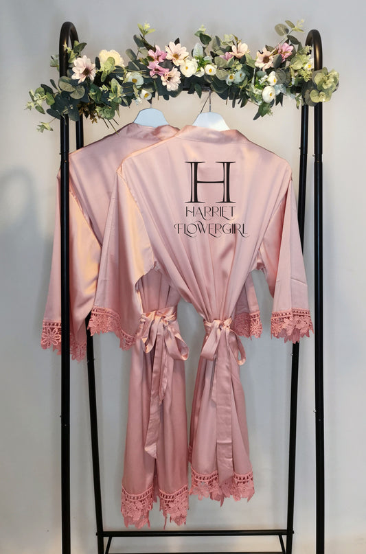 Personalised Flowergirls and Bridesmaid Satin Robes