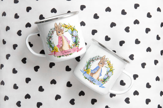 Personalised Easter Rabbit Enamel Mug