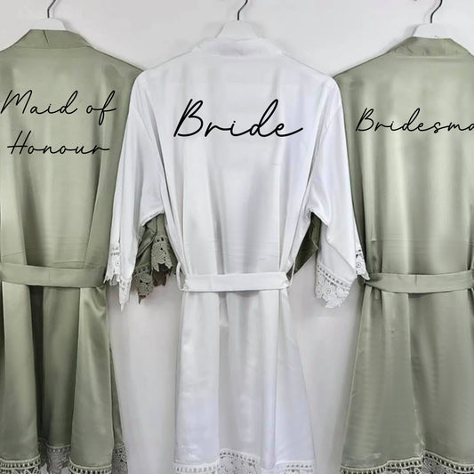 Personalised Sage Green Bridesmaid Proposal Robes and Pyjamas