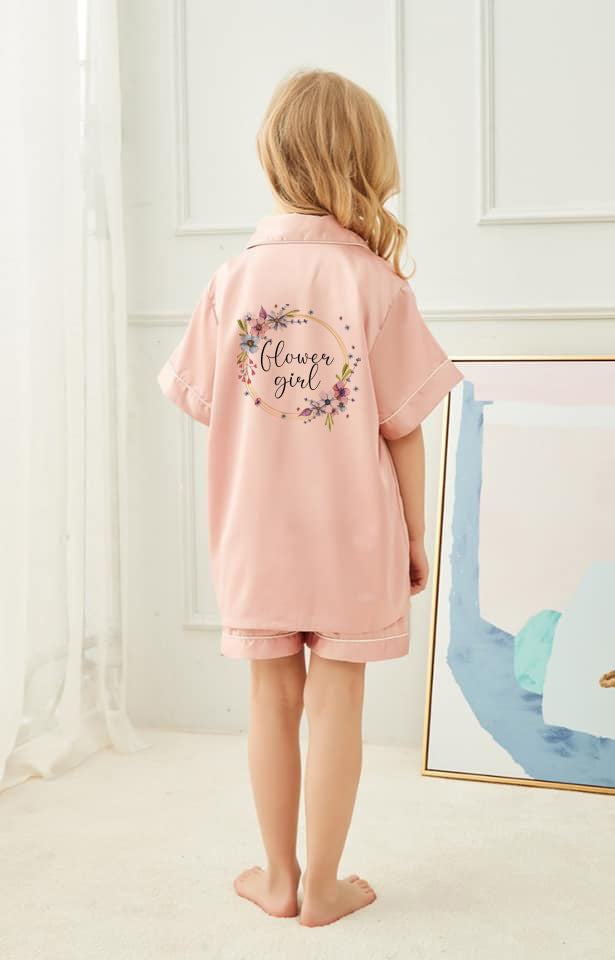 Personalised Flowergirl Silky Satin Pyjamas