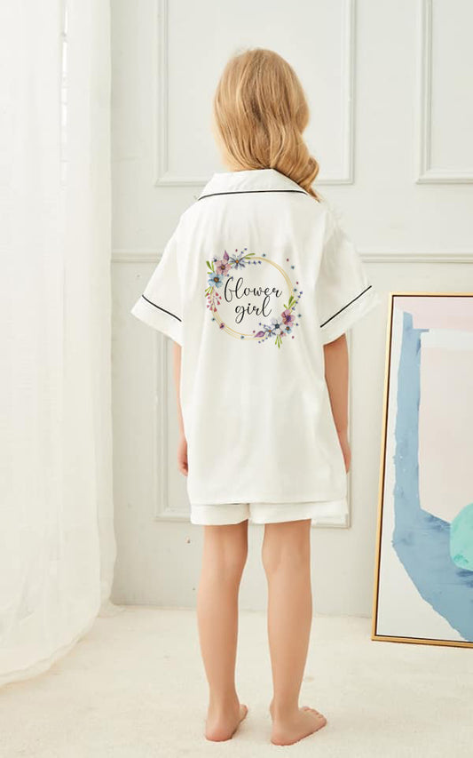 Personalised Flowergirl Silky Satin Pyjamas