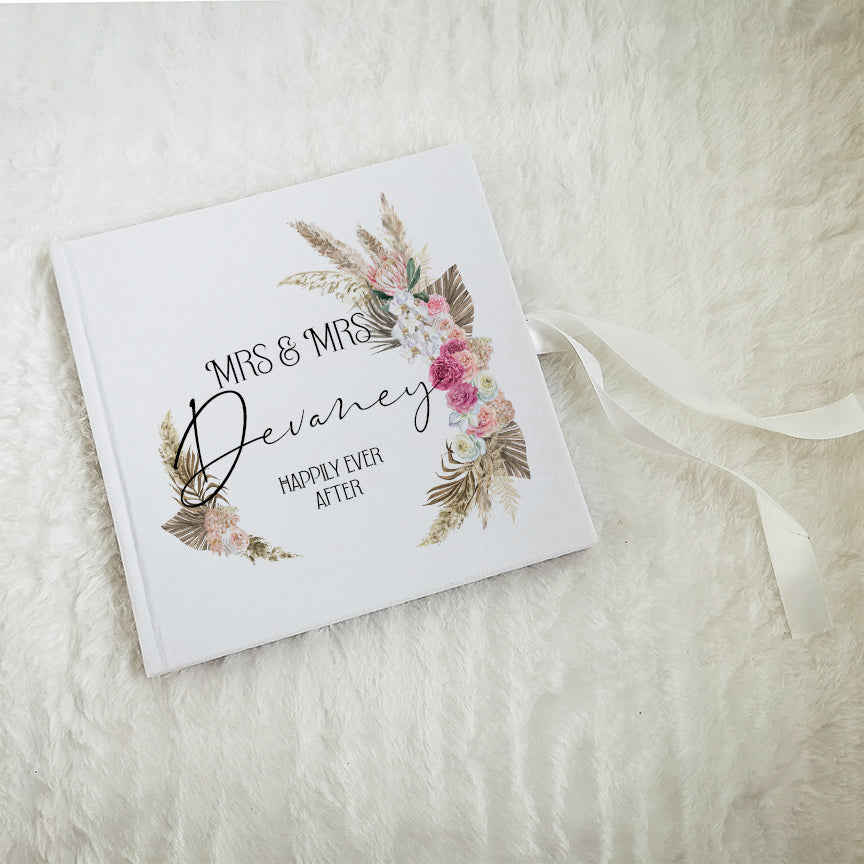 Personalised Boho and Pampas Grass Wedding Guest Book