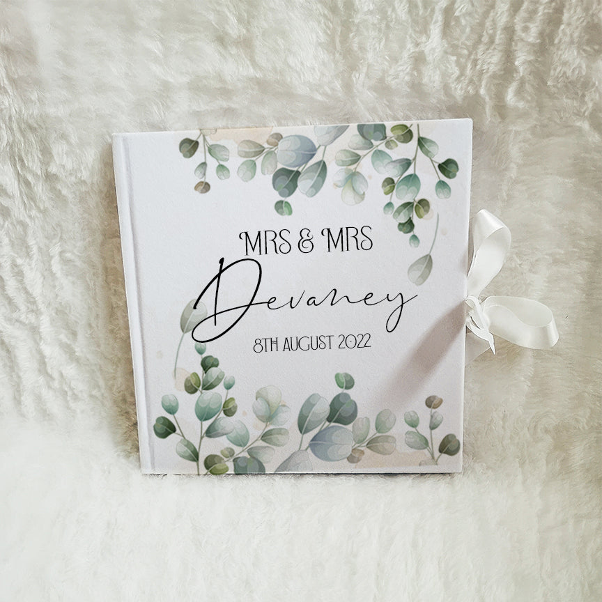 Personalised Eucalyptus Leaves Wedding Guest Book