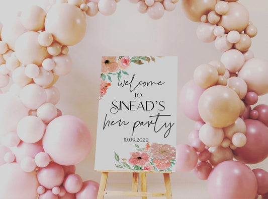 Floral Personalised Hen Party Sign