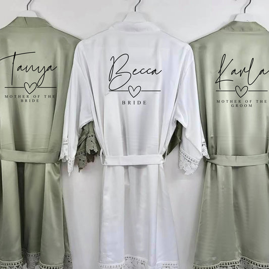 Sage Green Personalised Satin Robes (Becca)