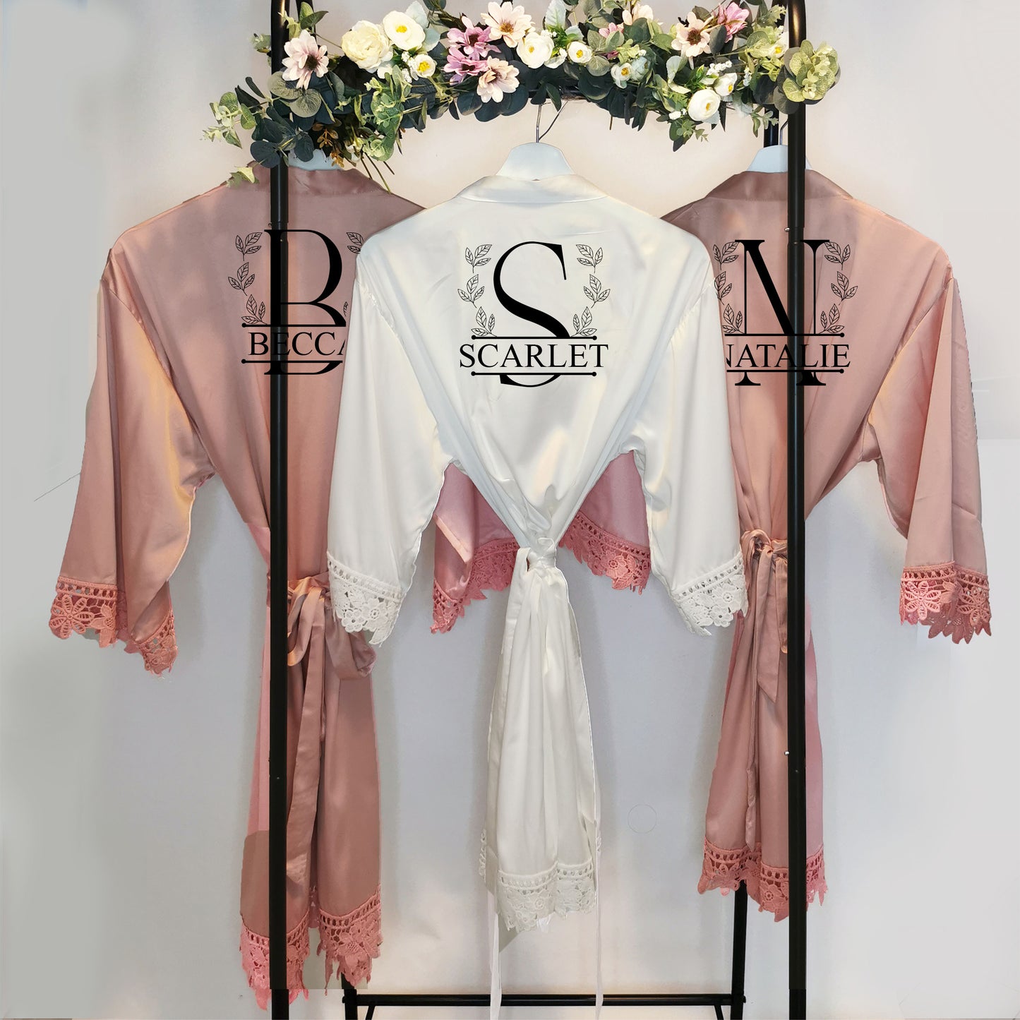 Luxury Personalised Satin Dressing Gowns for Bridesmaids and Mother of the Bride and Groom