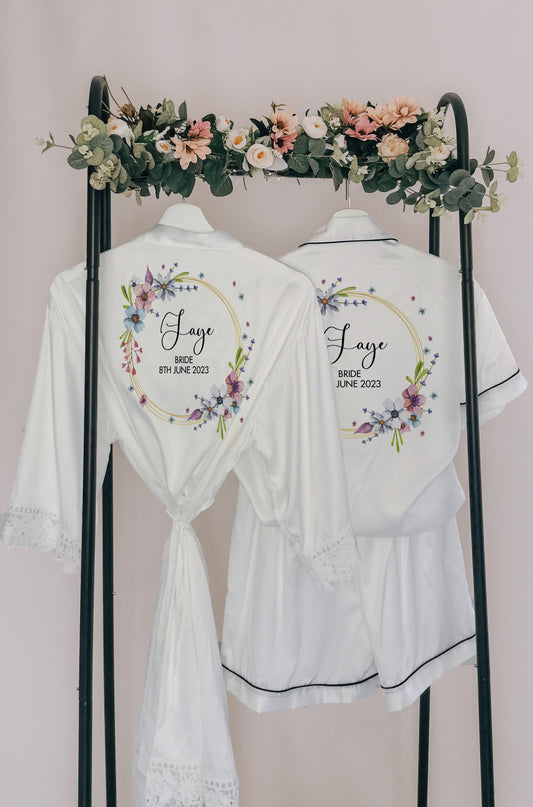 Cute Bridesmaid and Maid of Honour Floral Satin Robes