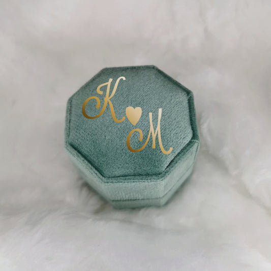 Luxury Velvet Octagon Ring Box, Personalised Double Ring Box, Wedding Ring Box, Engagement Ring Box
