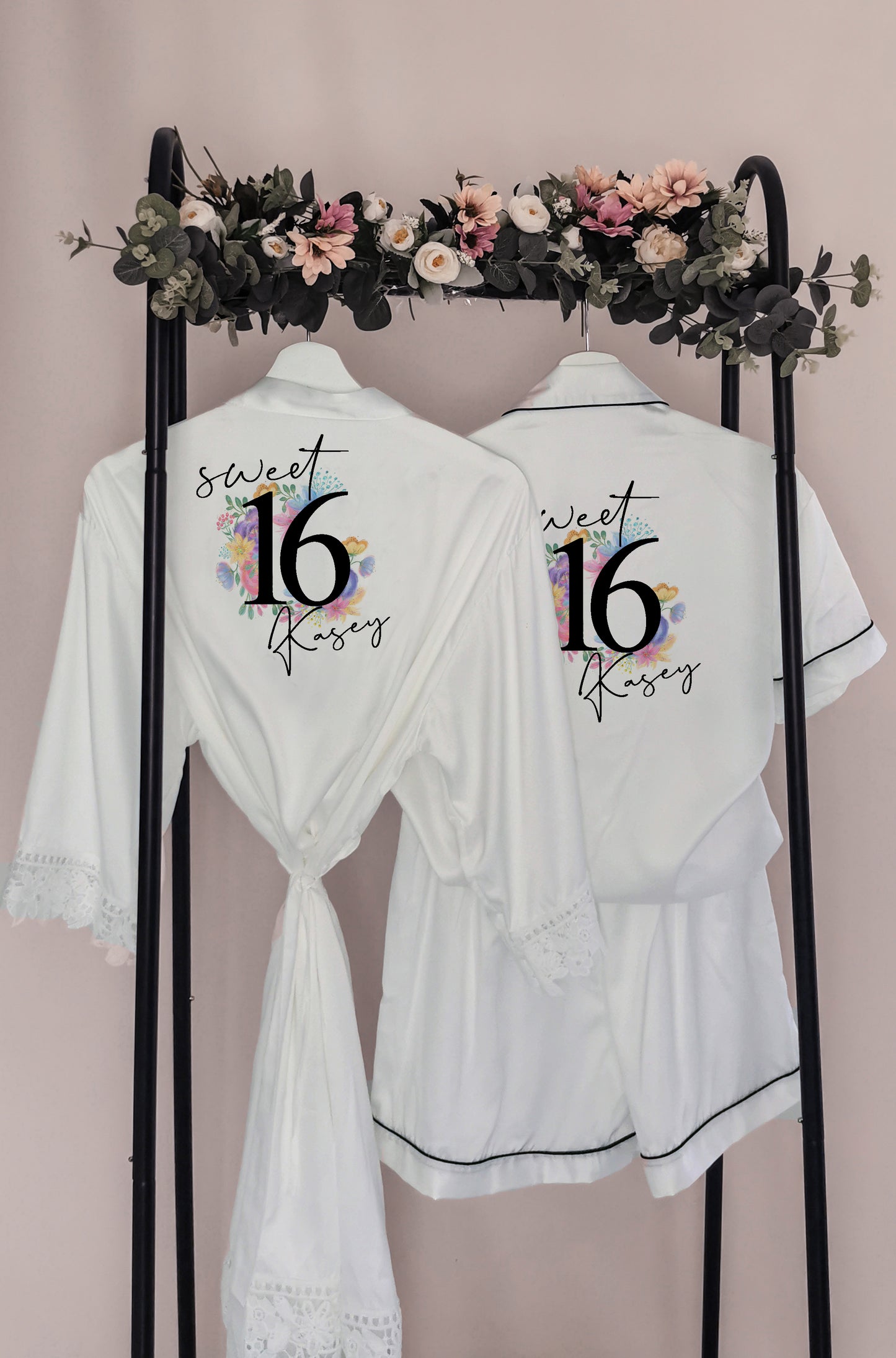 Sweet 16 Floral Satin Pyjamas