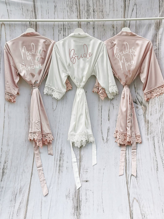 Personalised Rose Gold Bridesmaid Robe, Custom Bridal Party Gift, Bridesmaid Robes, Hen Party, Bridal Shower Sleepover