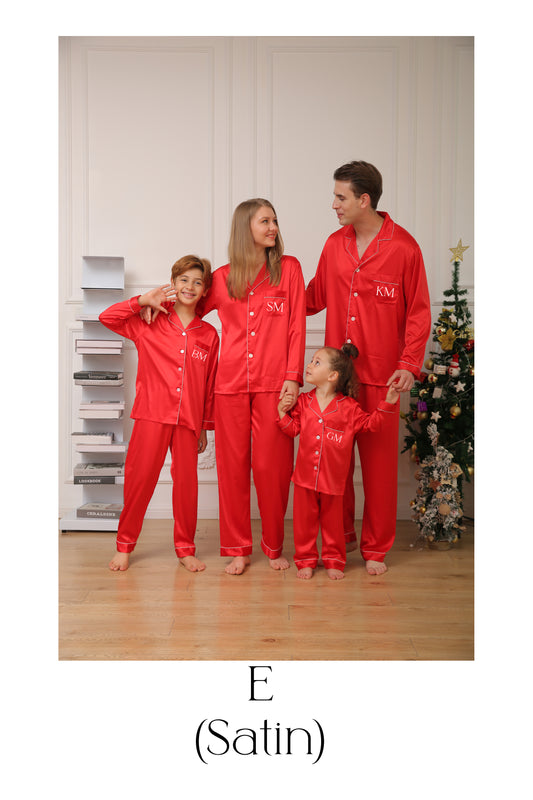 Family Christmas Pyjamas Satin